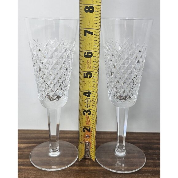 Waterford Crystal Alana Champagne Flutes 7 3/8" Set of 2 Wedding Toasting Glass - Picture 10 of 16